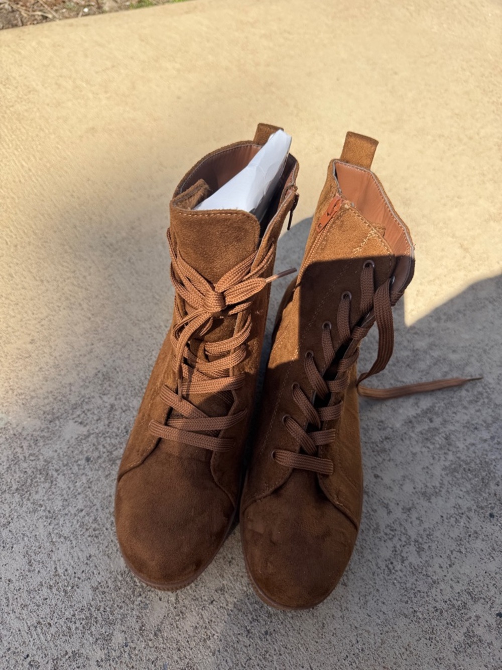 Rouge Helium Chestnut Brown Suede Lace-Up Ankle Boots